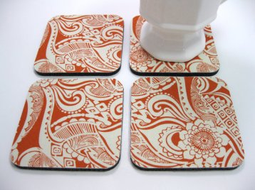 persimmon floral paisley coaster